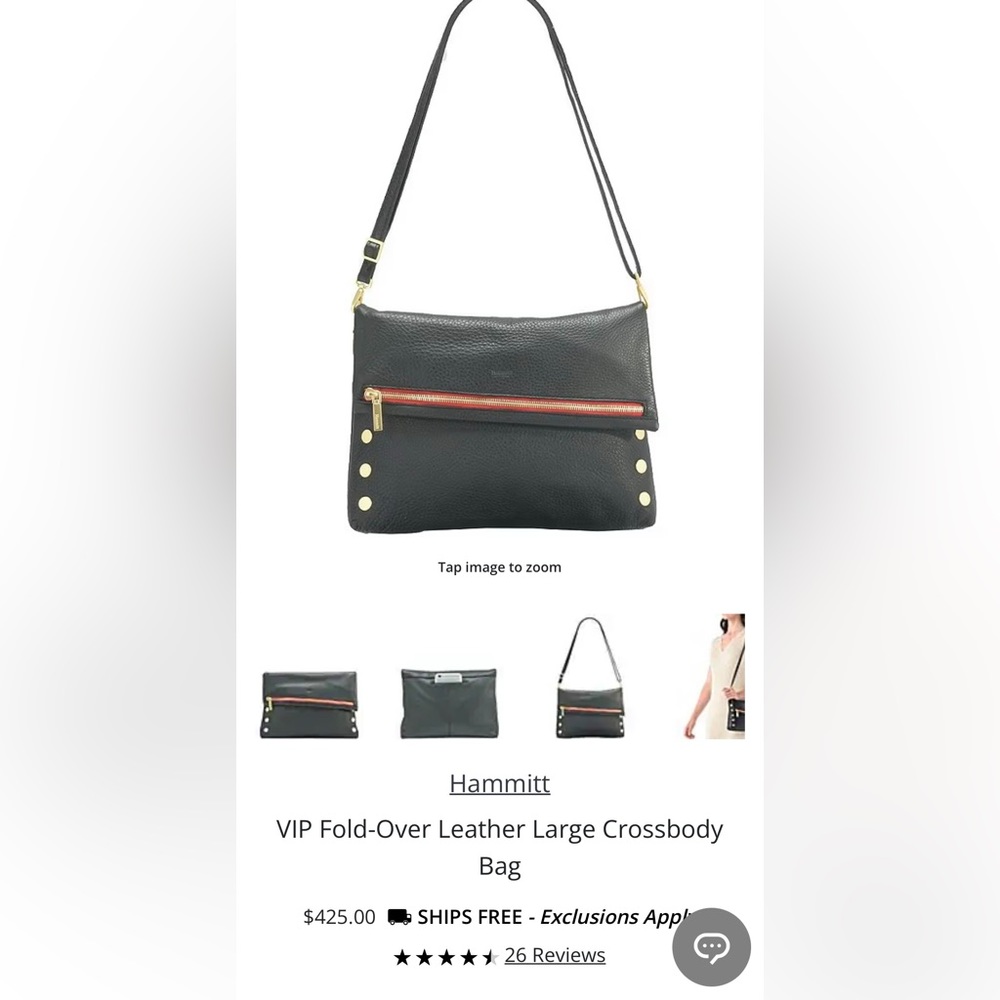 Hammitt VIP Large Leather Fold Over Crossbody Bag